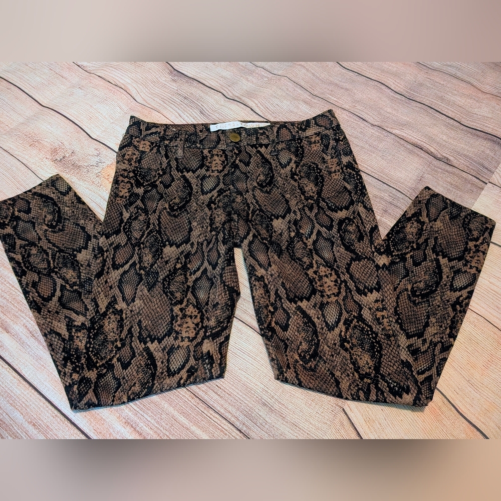 Tinseltown Black and Brown Snake Print Skinny Jeans